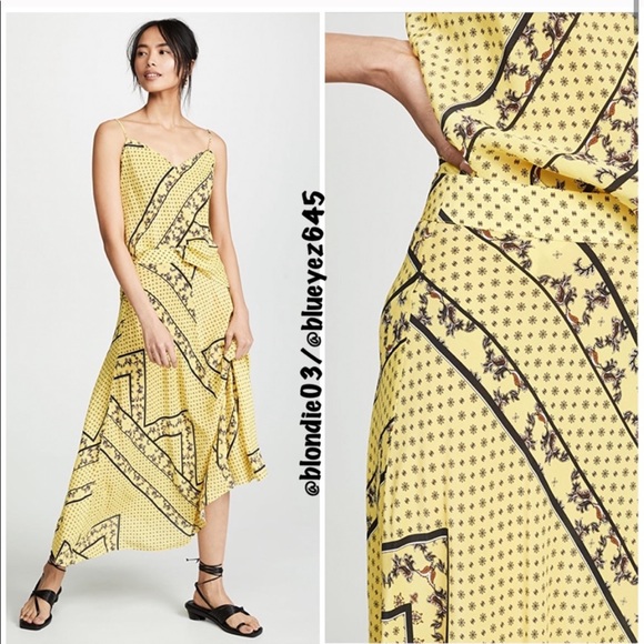 Ganni Silk Mix Skirt minion yellow 42/US 10 - Picture 4 of 8